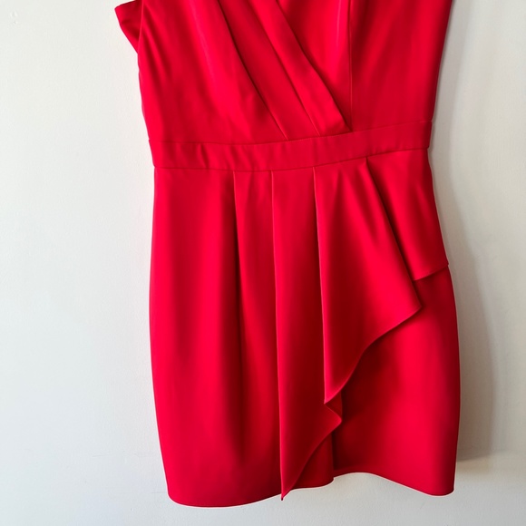 BCBG Red One Shoulder Cocktail Dress - Picture 5 of 9